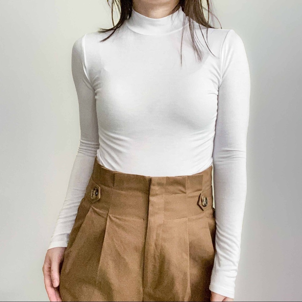 NWT mock neck long sleeve rayon tee in white